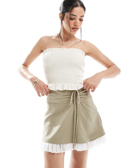 Miss Selfridge White Tailored Ruffle Hem Mini Skirt
