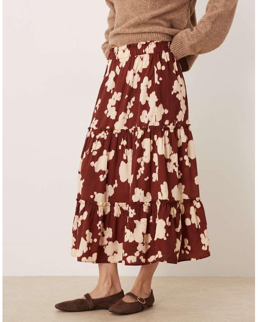 Wednesday's Girl Natural Tiered Floaty Midi Skirt