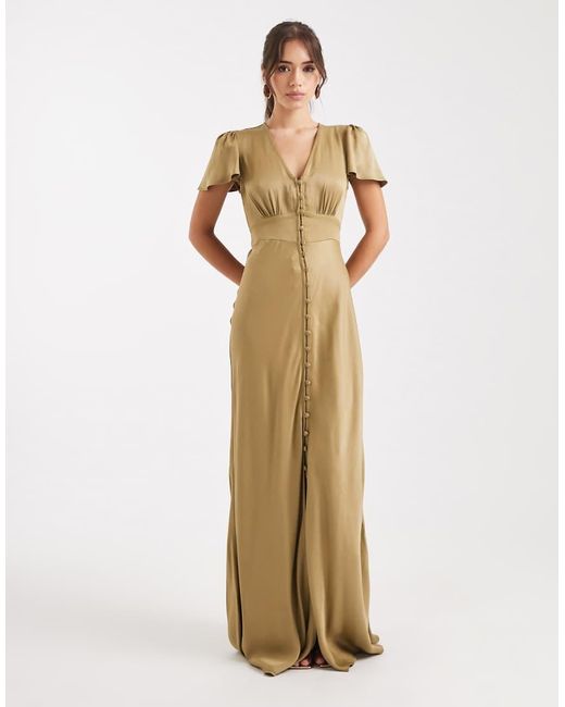 Maids To Measure Metallic Bridesmaid Button Front Maxi Dress
