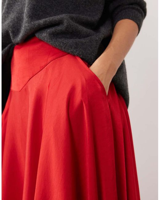 Free People Red Chilco Maxi Skirt With Side Split