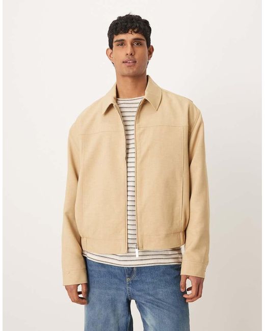 ASOS Net Harrington Jack in het Natural voor heren