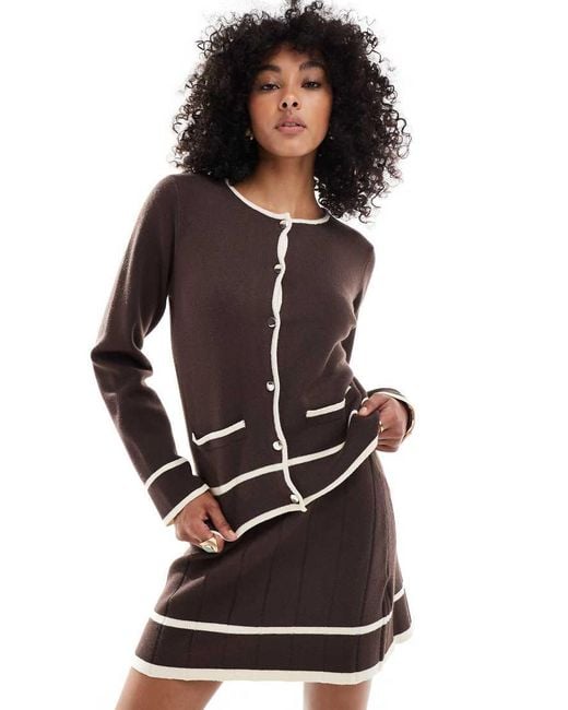 Object Black Knit Mini Skirt With Contrast Binding Details