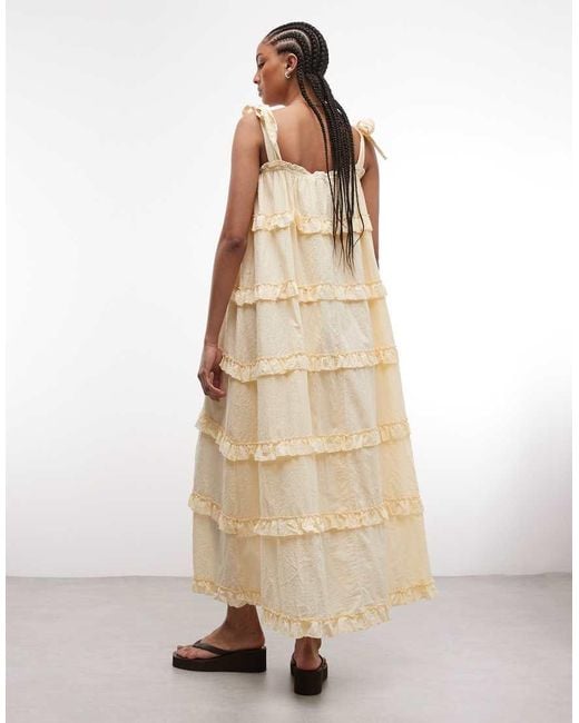 Daisy Street Natural Chuck On Smock Maxi Dress With Ruffles