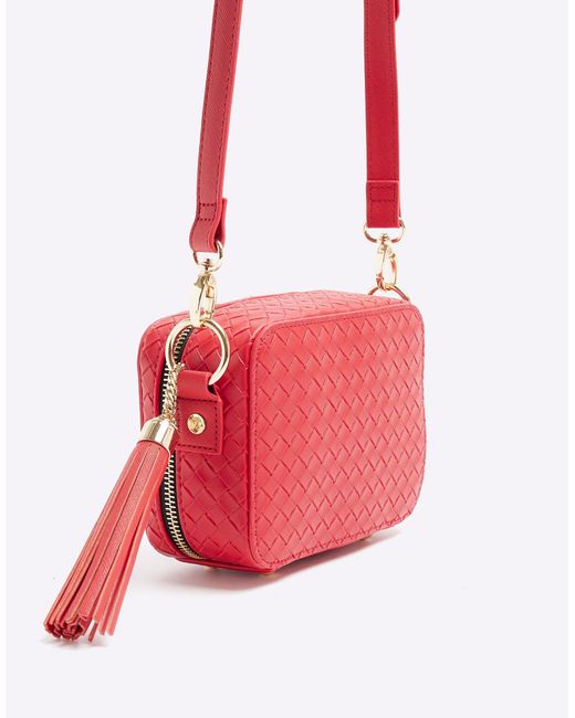 River Island Red Weave Oval Cross Body Bag