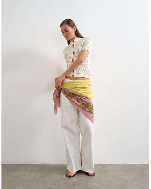 TOPSHOP Multicolor Knitted Short Sleeve Mandarin Collar Cardigan