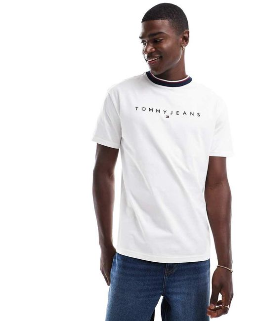 Tommy Hilfiger White Linear Logo Ringer T-shirt for men
