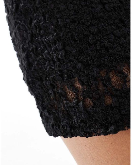 Minifalda Negra Ajustada De Encaje De (Parte De Un Conjunto) ASOS de color Black