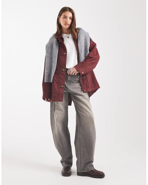 ASOS Red Cotton Four Pocket Parka With Trim Detail