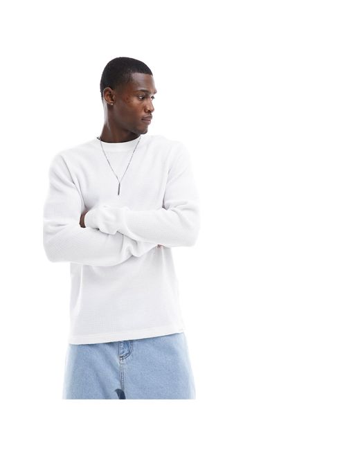 T-shirt gaufré à manches longues Hollister pour homme en coloris White