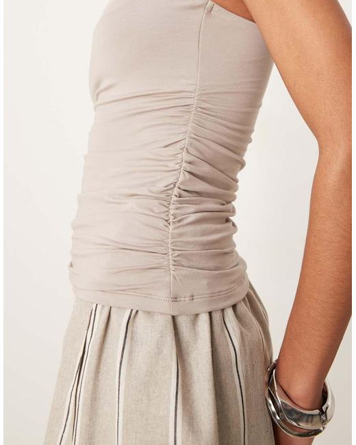 Abercrombie & Fitch Top Met Hartvormige Hals En Contrast in het Natural