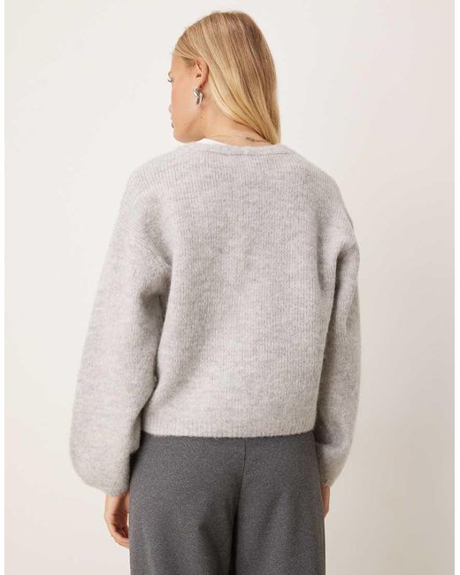 Gina Tricot Gebreid Vest Met Alpacawol En V-Hals in het Gray