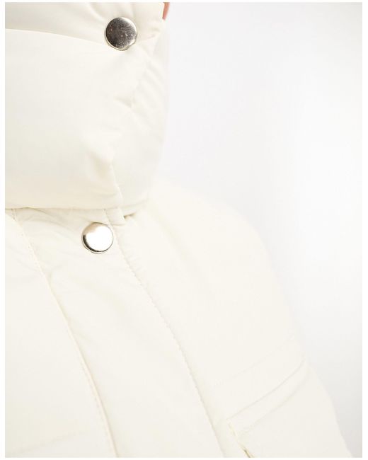 Threadbare White Icy Oversized Puffer Coat With Cinched Waist