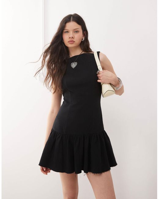 Weekday Natural Mini Dress With Open Back And Bubble Hem