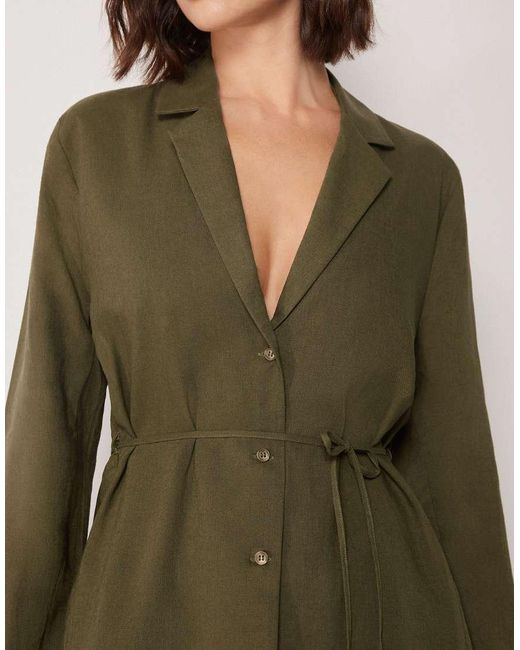 Calzedonia Green Blazer With Linen And Viscose