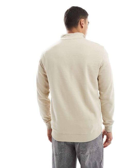 Jersey Color Piedra Con Cremallera Corta Y Cuello Alto Curated De -Neutro Only & Sons de hombre de color Natural