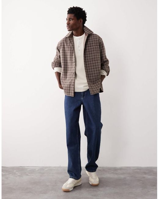ASOS COLLECTIVE Brown Check Overshirt for men