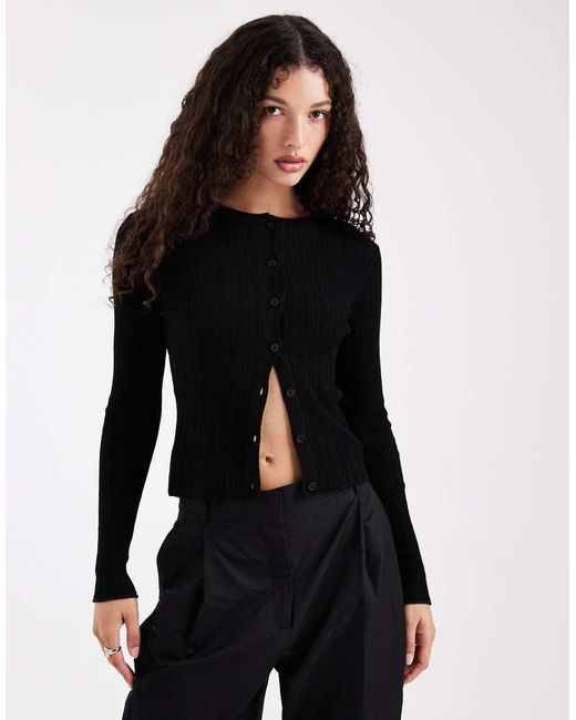 Collusion Black Fine Gauge Knitted Cardi