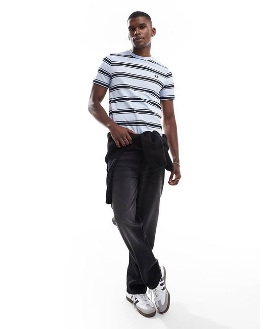 Fred Perry Blue Stripe Short Sleeve Shirt for men