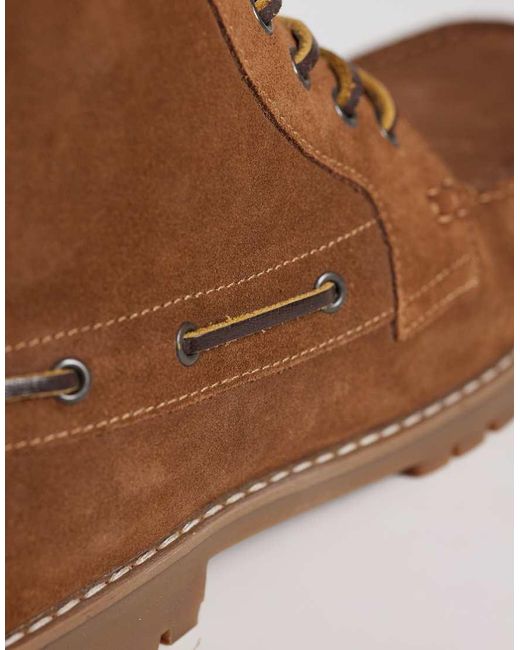 ASOS Brown Lace Up Apron Boots With Lace Detailing for men