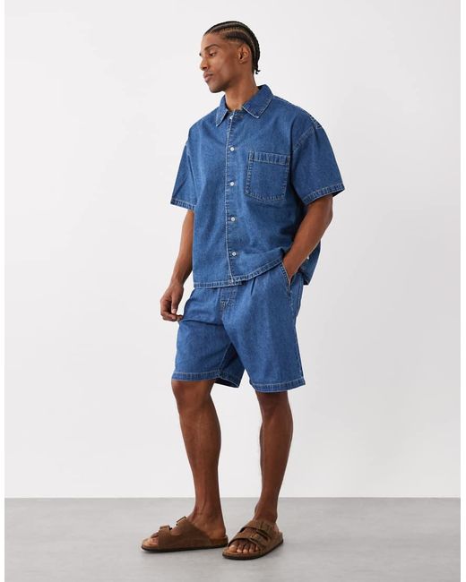 Jack & Jones Blue Drawstring Denim Shorts for men