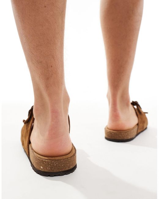 Jack & Jones Natural Suede Double Strap Sandals for men