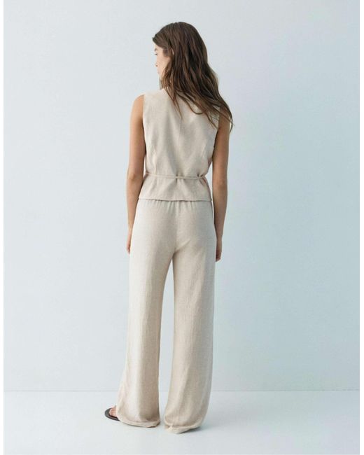 Pull&Bear Natural – hose aus leinenmix