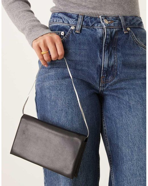 Mango Gray Leather Shoulder Bag