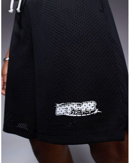 ASOS – schmale shorts aus strukturiertem netzstoff in Black für Herren