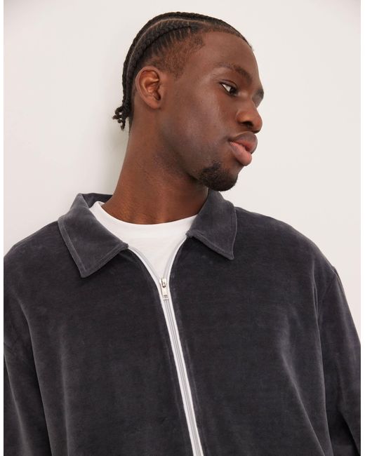 ASOS Blue Co-ord Oversized Boxy Track Jacket With Piping for men