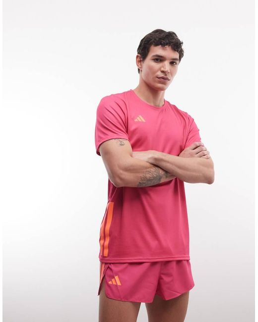 Adidas Originals Pink Adidas Running Adizero T-Shirt for men