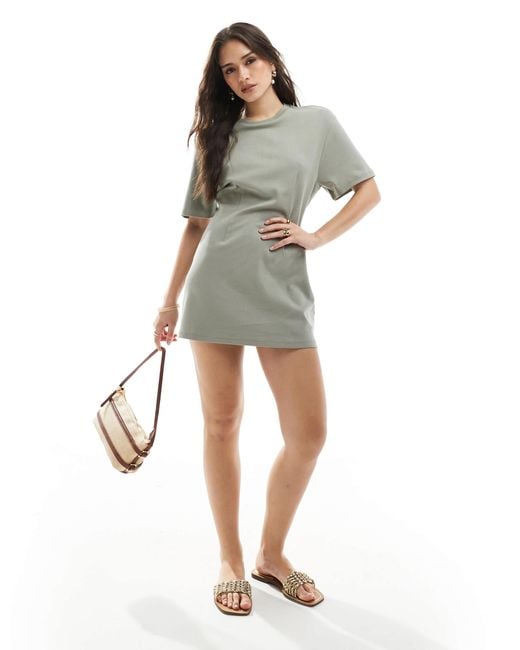 monki green shirt dress T-shirt With Cinched Waist in favorites