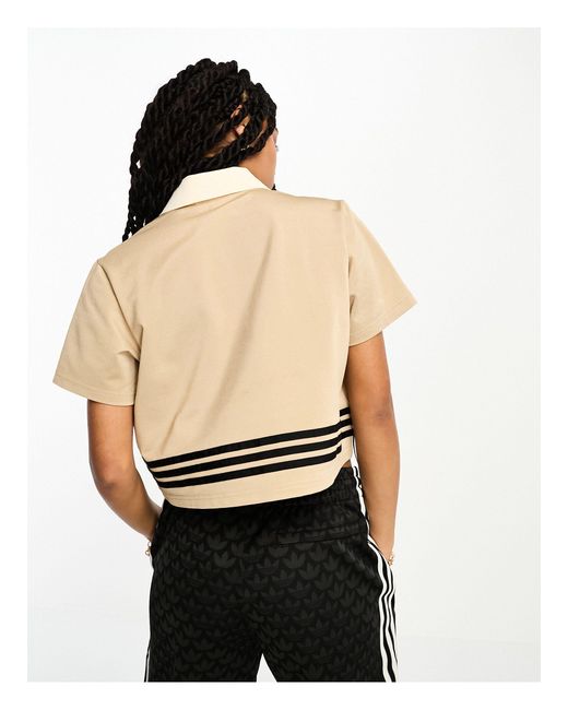 adidas Originals Adicolor 70's 3 Stripe Polo Shirt in Natural | Lyst  Australia