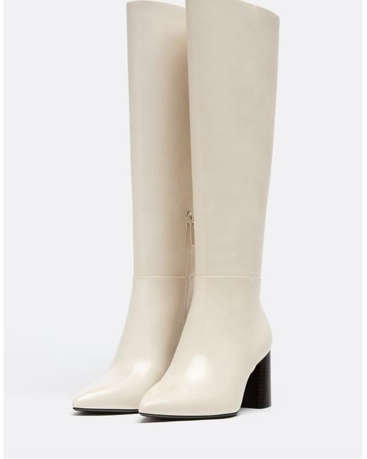Stradivarius White High-heeled Boots