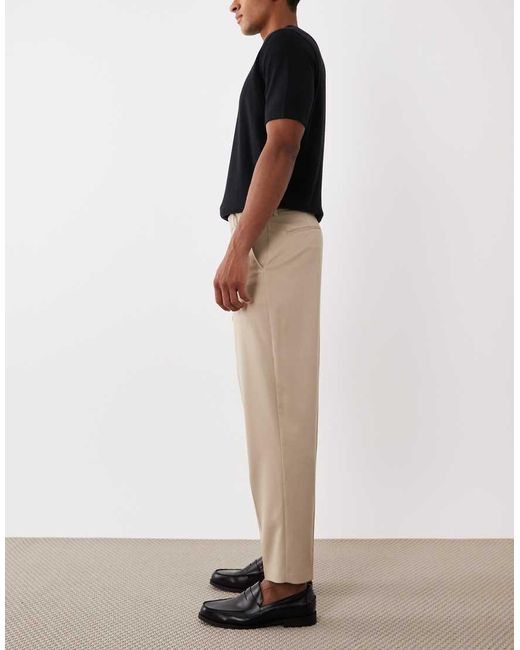 ASOS Natural Tailored Wool Look Relaxed Tapered Pants for men
