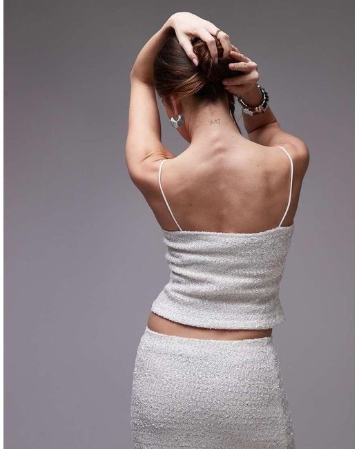 Top De Tirantes De Lentejuelas Premium De (Parte De Un Conjunto) TOPSHOP de color Gray
