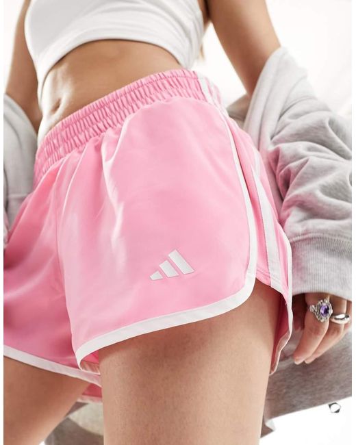 Pink adidas shorts womens hotsell