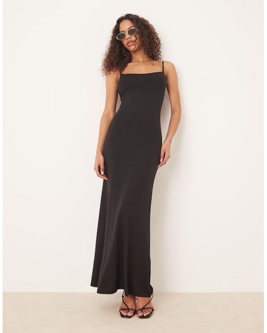 Gina Tricot Black Stretch Jersey Maxi Cami Dress