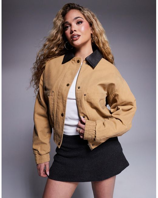 River Island Natural – bomberjacke aus kunstleder