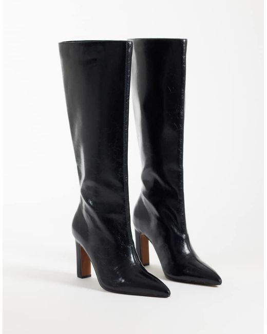 ASOS Black Charming Heeled Knee Boots
