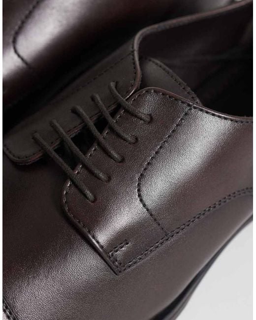 ASOS Brown Lace Up Derby Shoes With Toe Cap for men