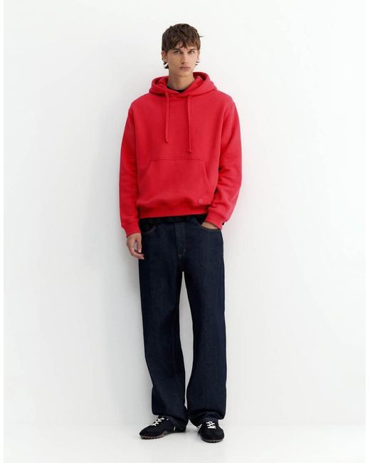 Felpa Con Cappuccio Basic Rossa di Pull&Bear in Red da Uomo