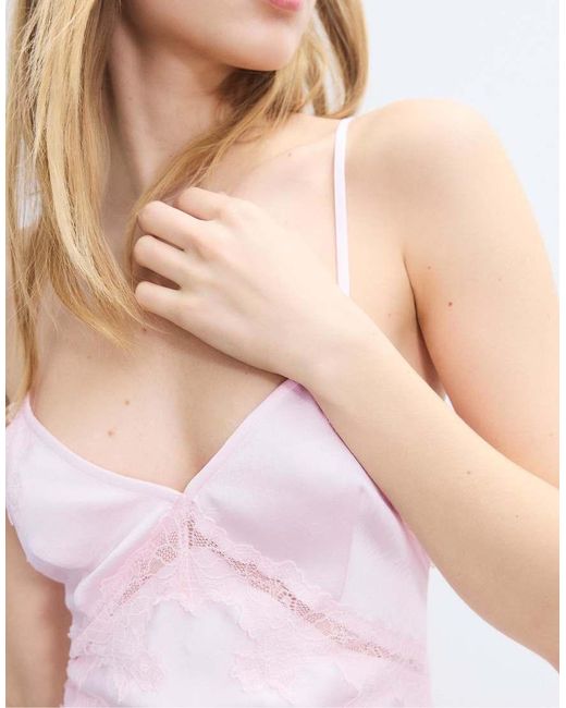 Stradivarius White Short Asymmetric Satin Dress