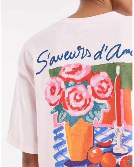 JJXX White Oversized T-shirt With Flower Back Print