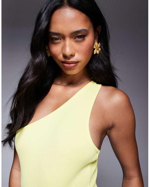 ASOS Blue Rib One Shoulder Bodysuit