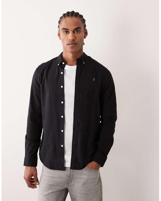 Farah Blue Brewer Slim Fit Long Sleeve Shirt for men