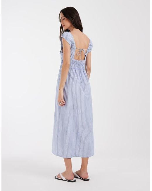 Vero Moda Blue Sleeveless Milkmaid Style Midi Dress