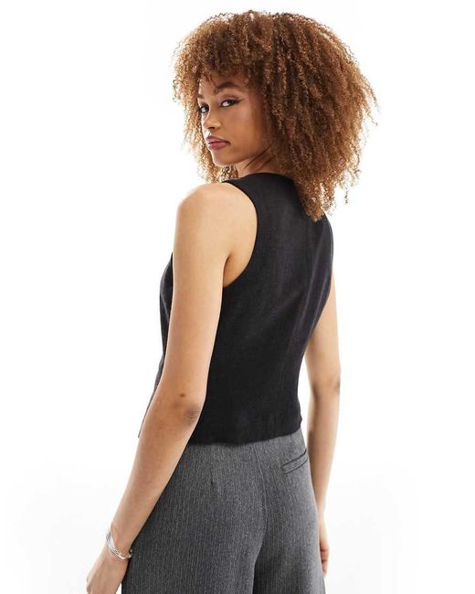 ASOS Black Waistcoat With Linen