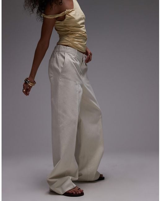 Mango Gray Elasticated Waist Wide Leg Trouser