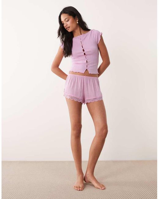 Cotton On Red Washed Satin And Lace Sleep Shorts 2 Pack