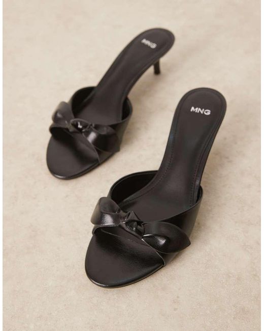 Mango Natural Bow Detail Heeled Sandal